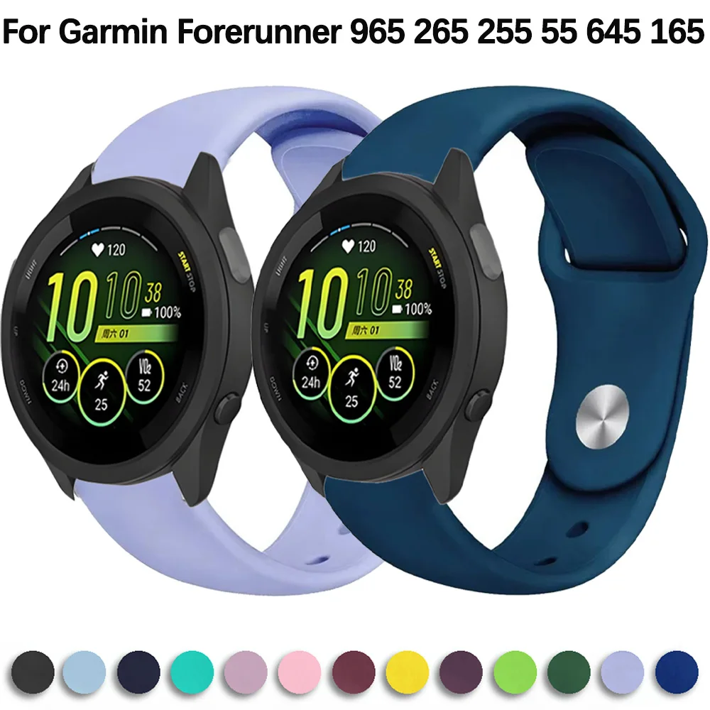 

18mm 20mm 22mm Silicone Strap for Garmin Forerunner 965 265 255 55 645 245 165 265S Sport Wristband for Garmin Venu 4/3/2S Strap