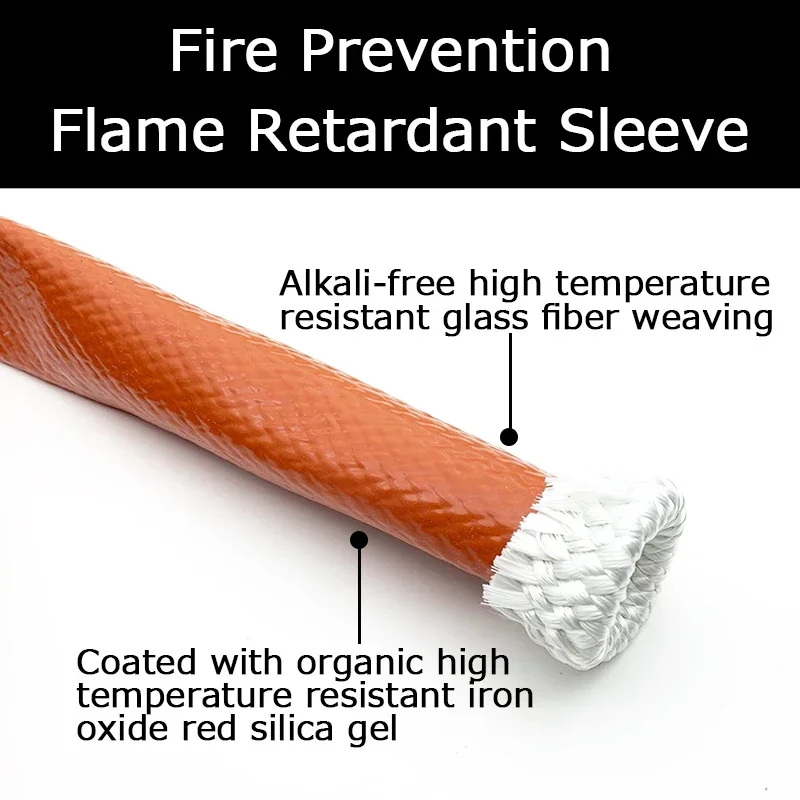 Red Fiberglass Tube High Temperature Resistant Silicone Resin Coated Glass Fiber Braided Fireproof Sleeve for Diameter 50~110mm