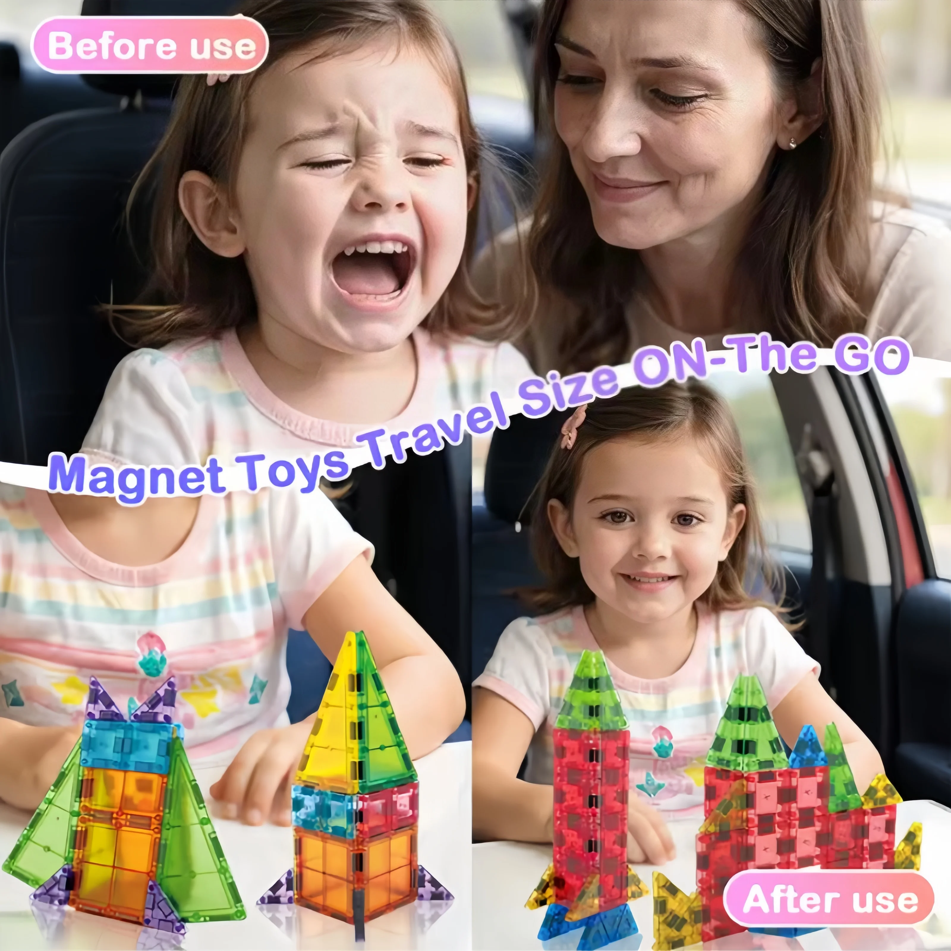 Finestra a colori fai-da-te Puzzle magnetico Assemblaggio Building Block Giocattolo portatile da viaggio per bambini Divertente set regalo di Natale