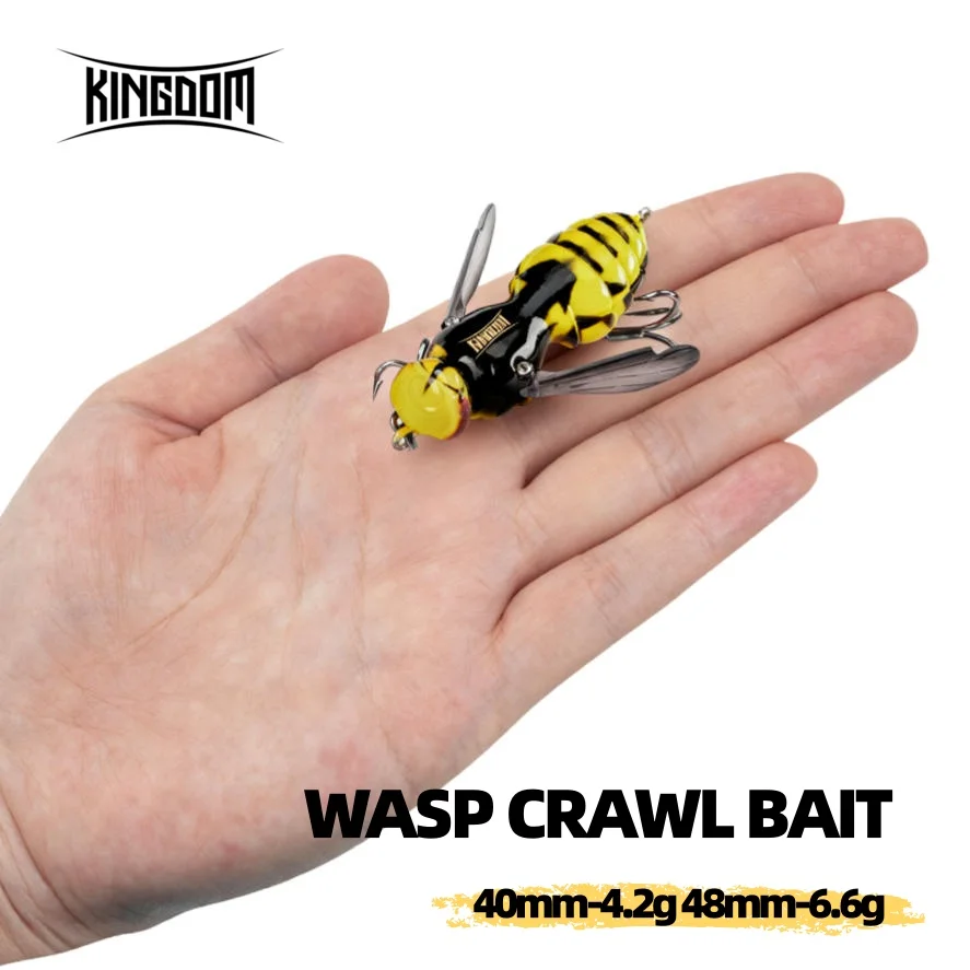 Kingdom Wasp Crawl Artificial Bait 4.2g 40mm 6.6g 48mm Floating Insect Bionic Swimbaits Hard Wobblers For Bass Pike Fishing