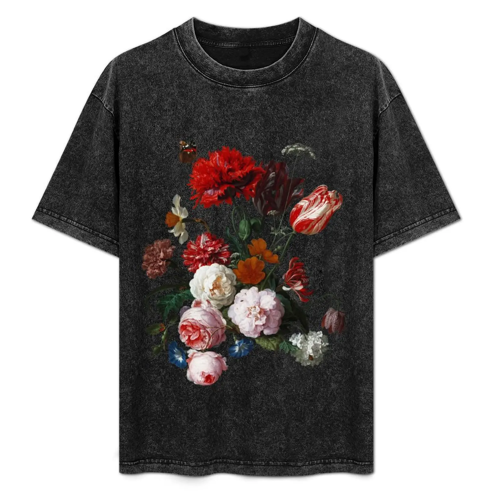 Antique Dutch Floral still Life T-Shirt Work Utility Casual Tee Shirt