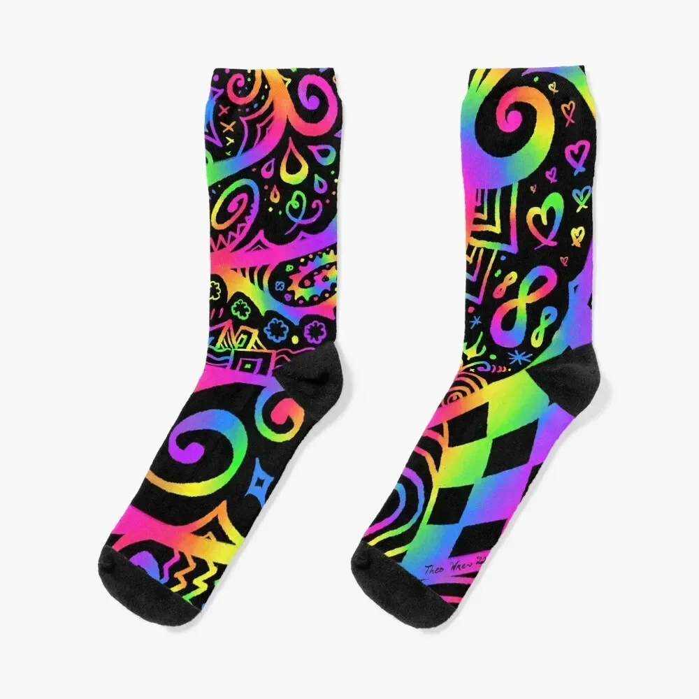 

Rainbow Doodles Socks set professional running new year funny gift Men's Socks Women's