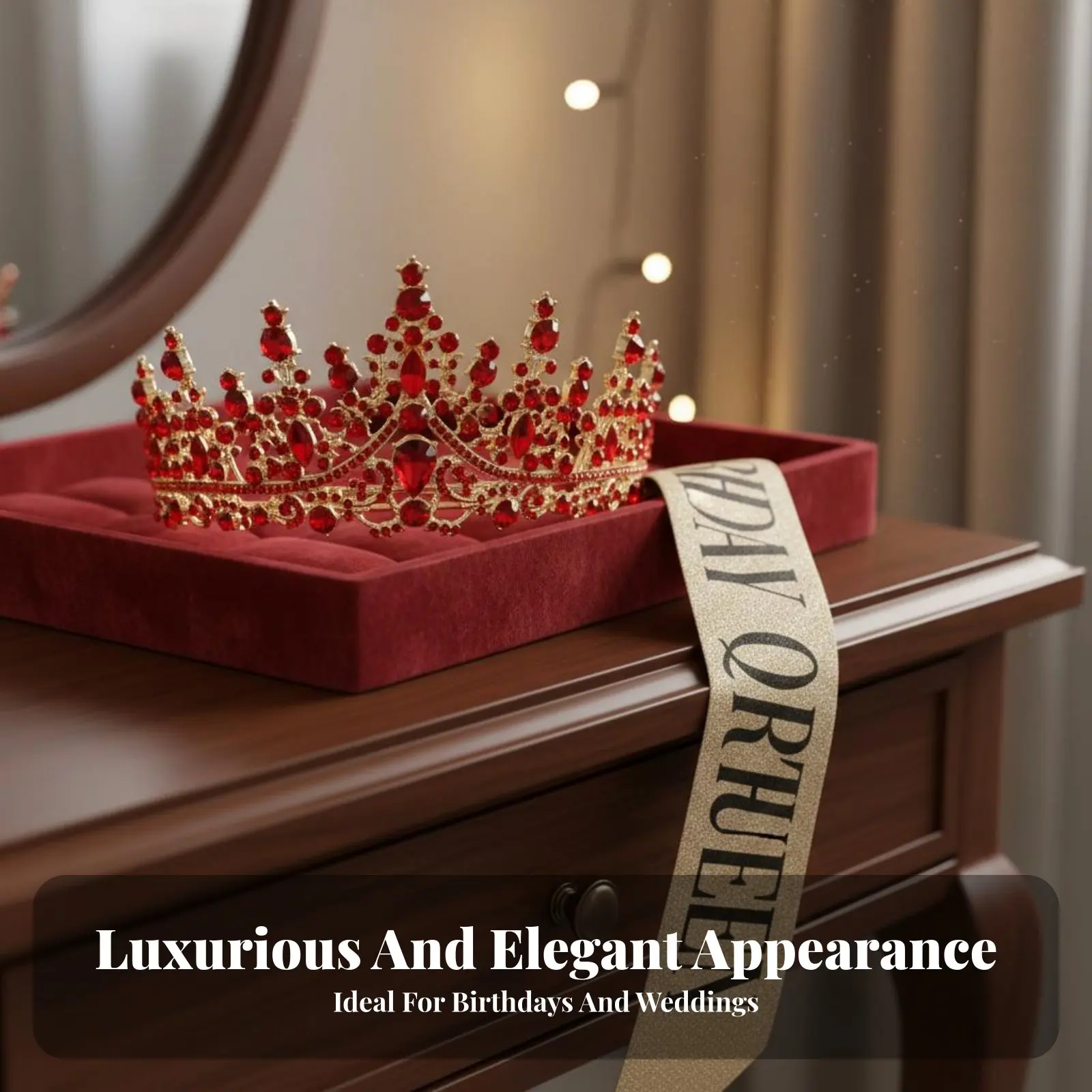 

2 Pieces Birthday Queen Crown and Sash Sparkling Crystal S Birthday Crown and Sash Set Silver Princess Tiara Elegant Design