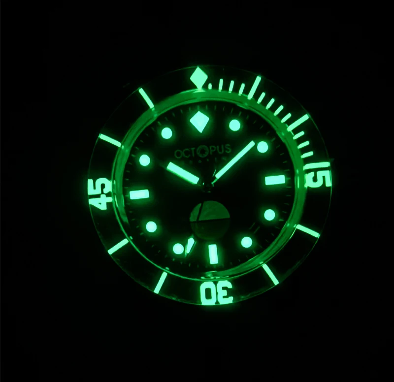 ساعة الأخطبوط كراكن للرجال SW200 حركة ساعة ميكانيكية أوتوماتيكية الياقوت كريستال 300 متر مقاوم للماء ساعة غوص ريترو