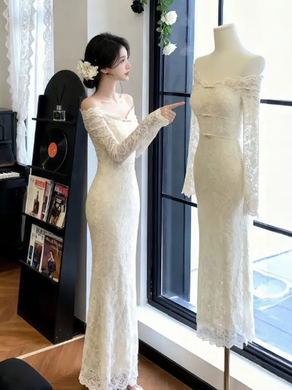 

Sexy Unique One-oulder Bodycon Long Dr Pure Desire Sle Cotton High Waist Long Sve Midi Dr for Women And Girls