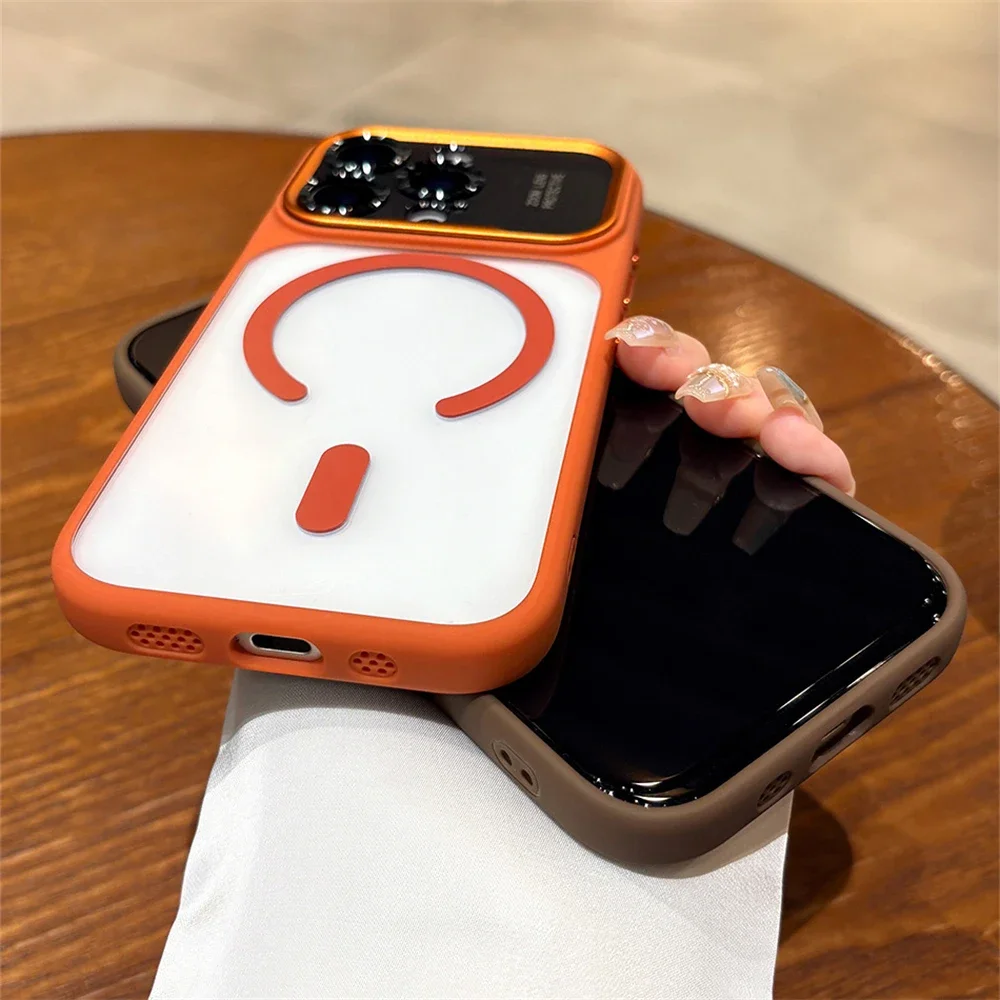 حافظة حماية فاخرة للعدسات المعدنية المغناطيسية لهاتف آيفون 17 16 15 14 13 Pro Max Plus لغطاء شفافة أكريليك Magsafe #4