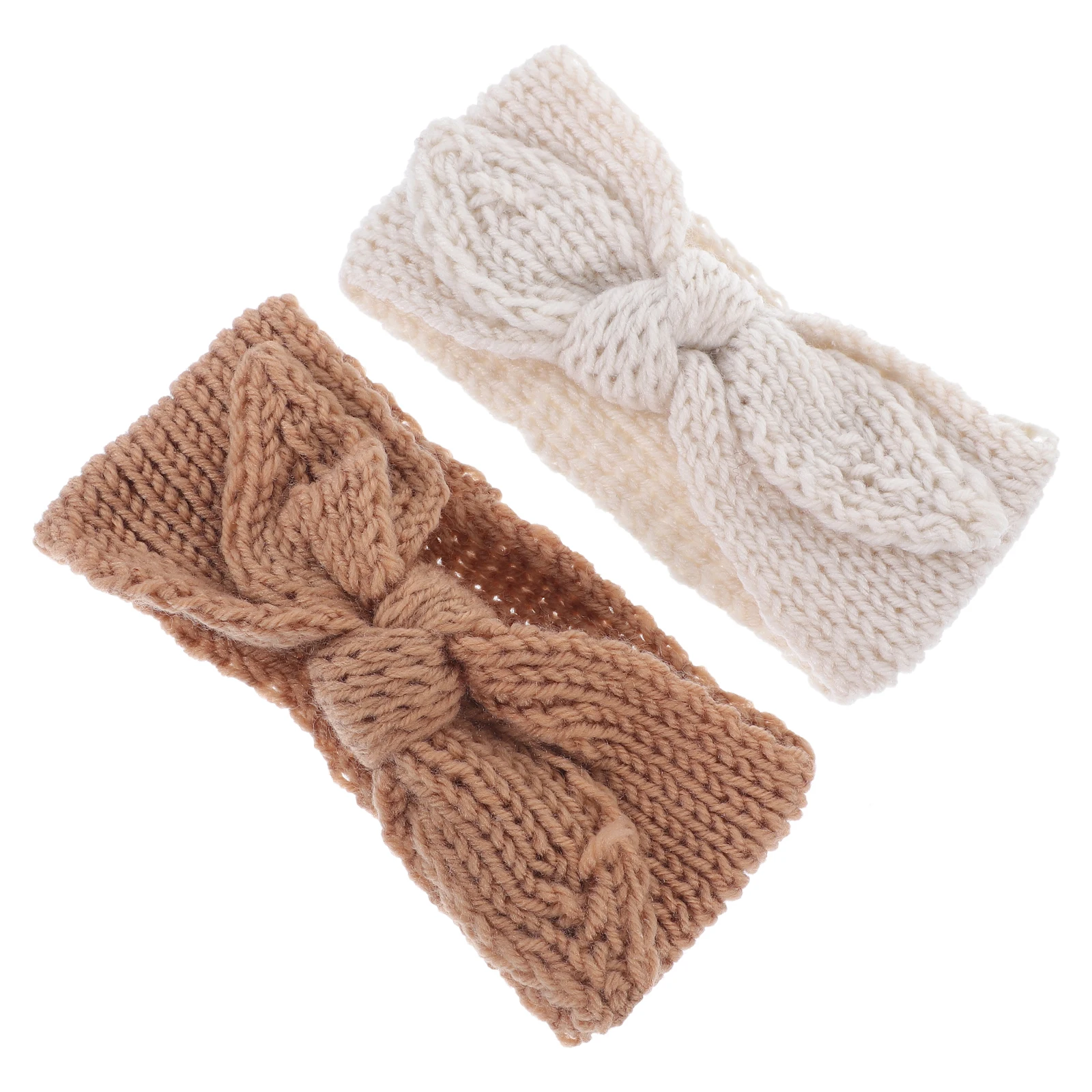 

2Pcs Baby Girl Headb Newborn Toddler Bow Knitted Fabric Hair Accessories Pink Beige Baby Headdress Infant Headb s