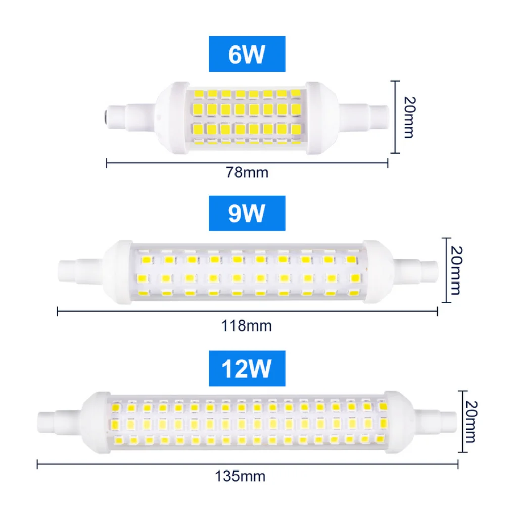 R7S LED Light 6w 9w 12w Led Light Bulb 78mm 118mm 135mm SMD 2835 Lampada Corn Lamp 220V Ceramics Tube light Replace Halogen Lamp