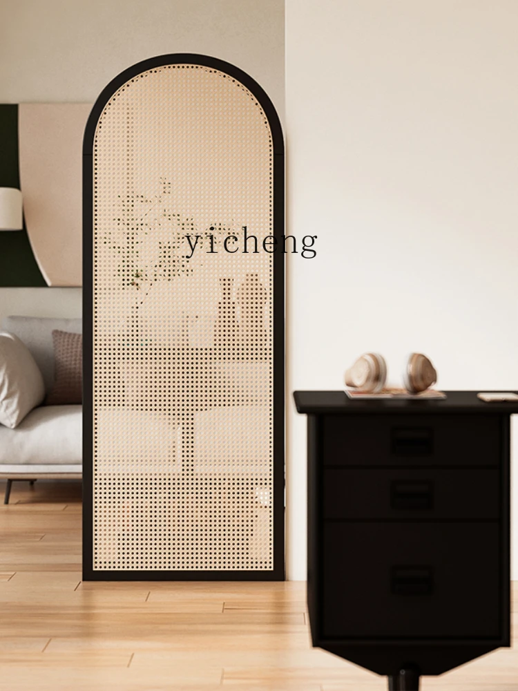 ZC Rattan Subareas Screens Home Entrance Rack Living Room Bedroom Removable Cover Vintage Flower Stand Seat Screen