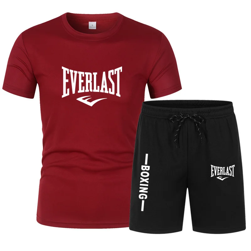 2 Pcs/Set Men\'s Tracksuit Gym Fitness EVERLAST Sports Suit Clothes Running Jogging Sport Wear Exercise Workout set sportswear