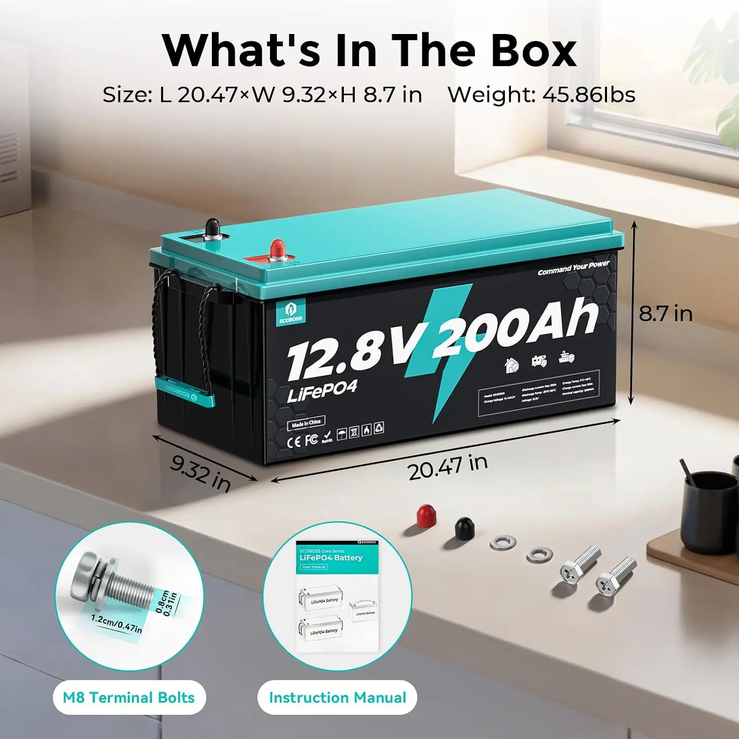 12V 200Ah LiFePO4 Battery Deep Cycle Lithium Battery, Customized