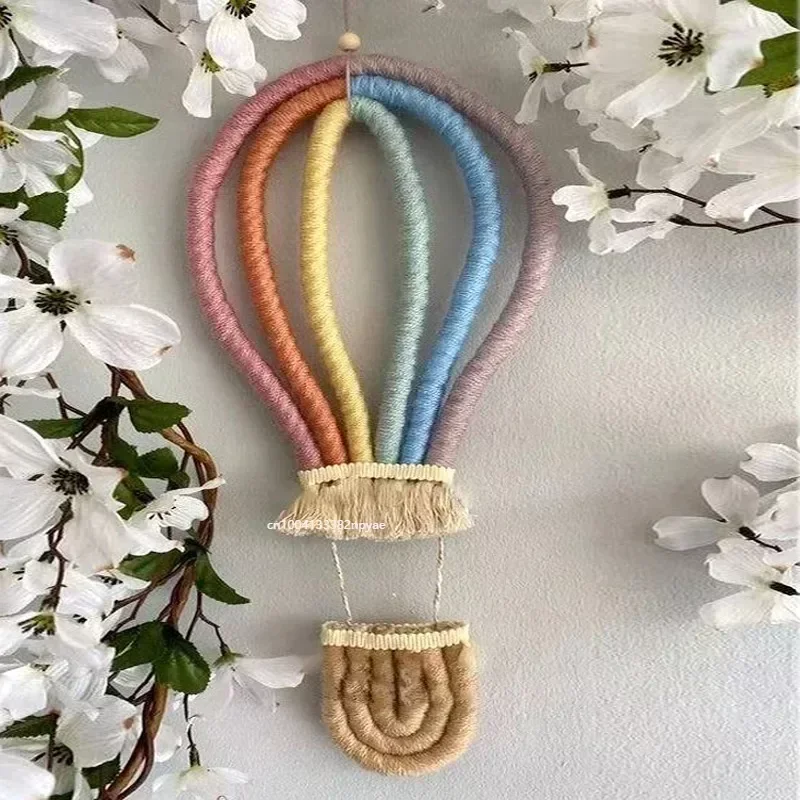 Hot Air Balloon Wall Hanging Colored Toy for Boho Home Decor Party Supplies Baby Shower Nursery Dorm Room Macrame Decor