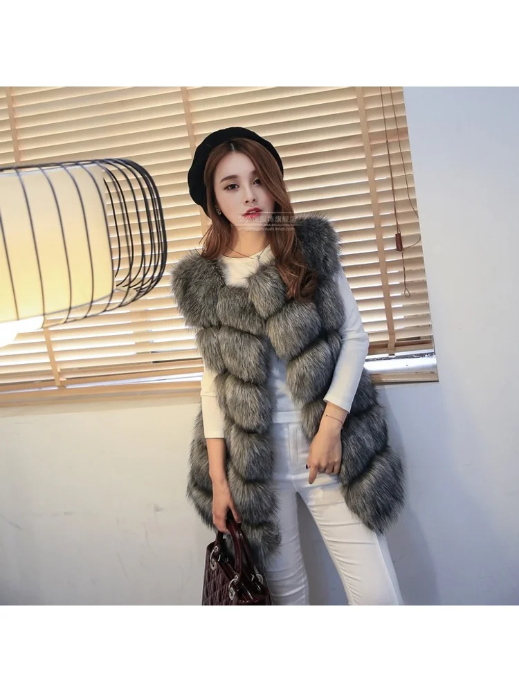 الفرنسية رومانسية رقيق لينة مربع فو الفراء المرقعة بلون مريح بسيط عصري فضفاض الشتاء سترة طويلة سترة