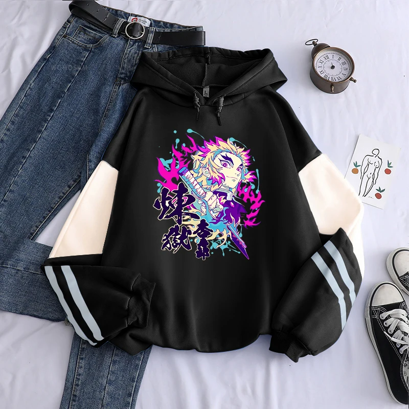 Rengoku Kyoujuro Demon Slayer Manga Bluzy Kimetsu no Yaiba Mężczyźni Kobiety Długi rękaw Streetwear Plus Size Zimowa Ciepła Bluza