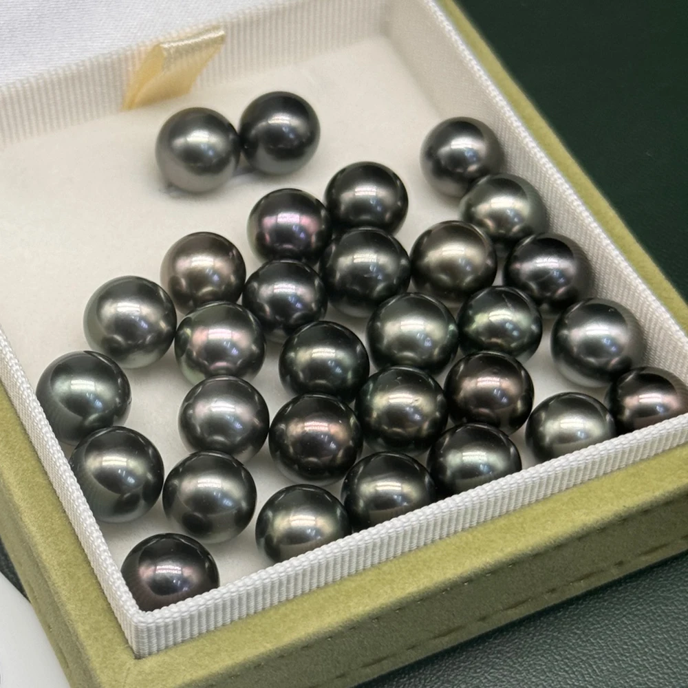 9-10mm Perfect Round Cultured Real Tahitian Seawater Pearl Loose Beads with Natural Luster for Women Making Luxury Fine Jewelry
