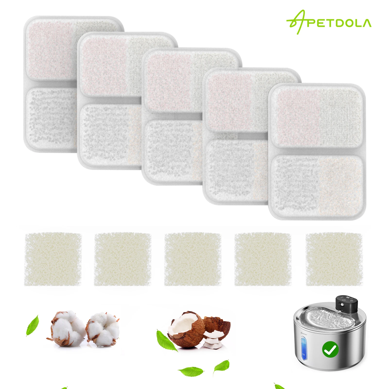 5 сменных фильтров для FS40 с 5-мя насосными фильтрами, 6-слойными фильтрами, поилка для домашних животных для 135 fl oz/4L FS40