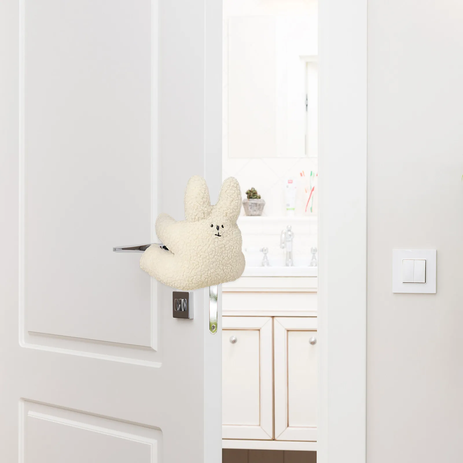 Finger Pinch Guard Door Stopper Rabbit Design Baby Proof Door Stopper for Kids Prevents Slamming and Lockouts Non Marking Soft