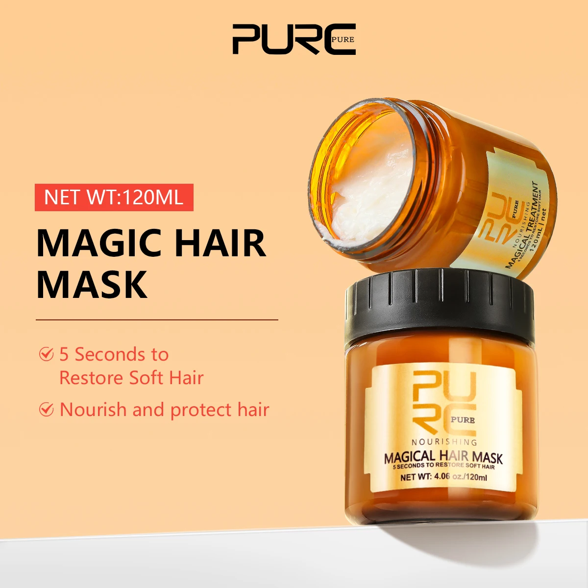 

PURC Magical Hair Mask Professional Treatment Repair Damaged Hair Quality Deeply Moisturize Prevent Drying Out Tangling Hairs