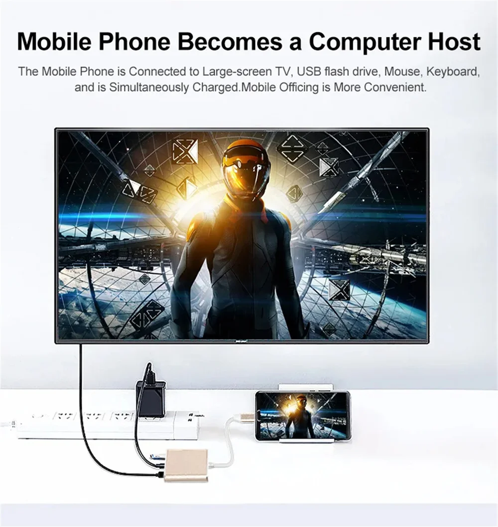 3 in 1 Usb Hub USB C to HDMI-compatible Splitter HUB Type-c to HDMI-compatible USB3.0 Docking Station For Macbook Air Converter image 3