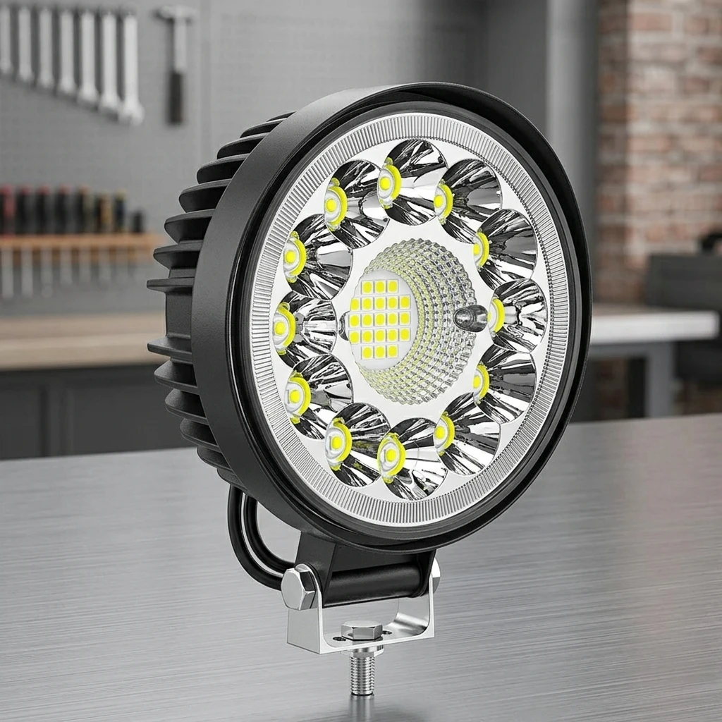 99W Round LED Work Light 4 Inch 33LED Spot Flood Combo Beam DC9-30V Waterproof Offroad Lamp for Truck SUV Boat