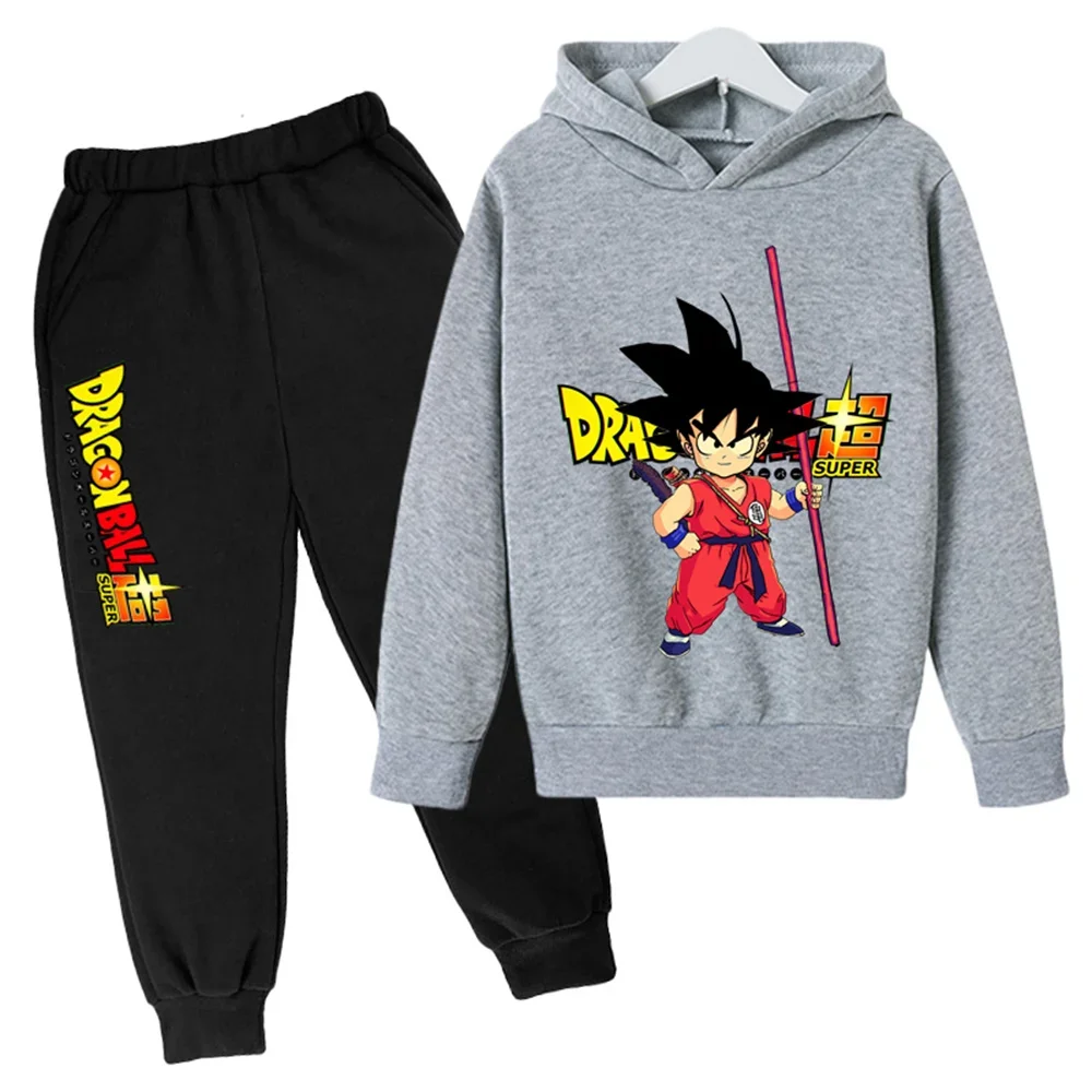 Jungen Mädchen Kleidung Dragonball Goku Hoodie Set Kinder 2 stücke Frühling Herbst Kleinkind Mädchen Cartoon Kapuze Hosen Trainings anzug Kleidung