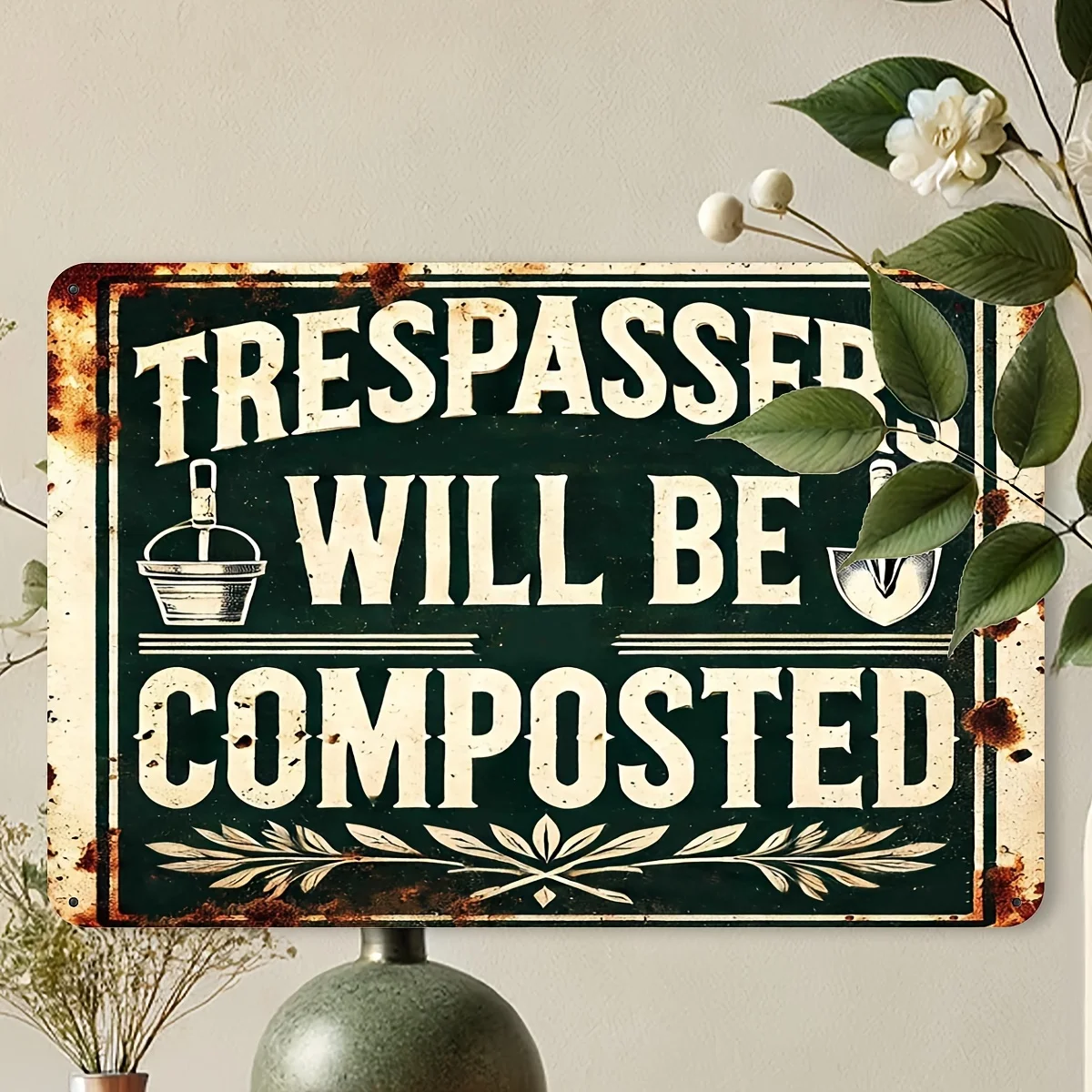 Vintage Rustic Metal Garden Sign-