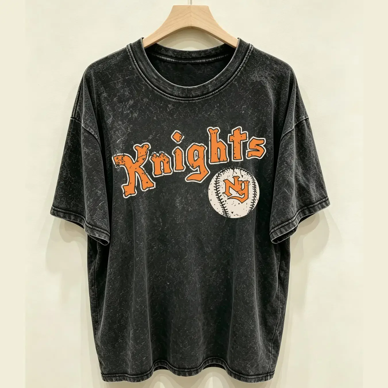washed T Shirt The Natural NY Knights Baseball Roy Hobbs Men's 1272 long or short sleeves vintage Washed graphic streetwear
