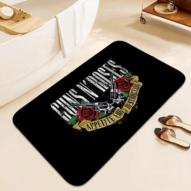 Bathroom Rug G-Guns N' Roses Kitchen Carpet for Bedroom Anti Slip Foot Mat Custom Doormat Entrance Door Room Decorating Items