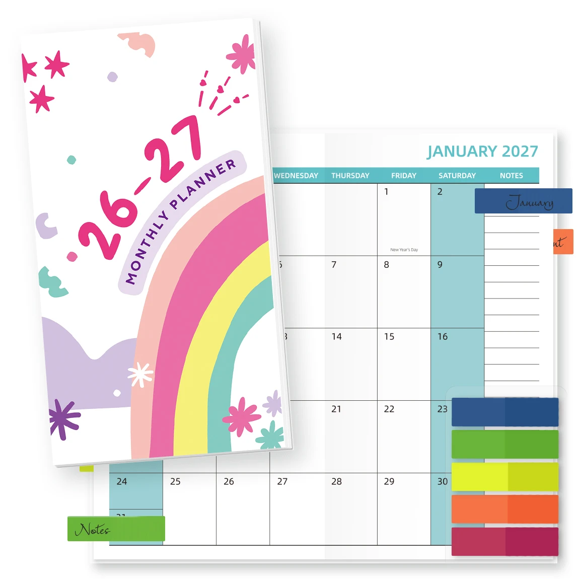 1PC A6 Monthly Planner with Matching Stickers, Multicolor, Waterproof Cover, Compact Organizer for Office, Study & Travel