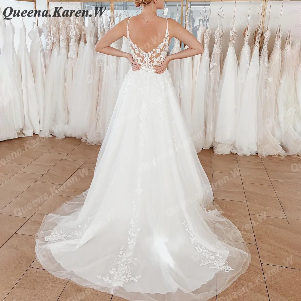 Robe de Mariée Élégante en Dentelle, Style Boho, avec Bretelles, Ligne A, pour Patients de Mariage