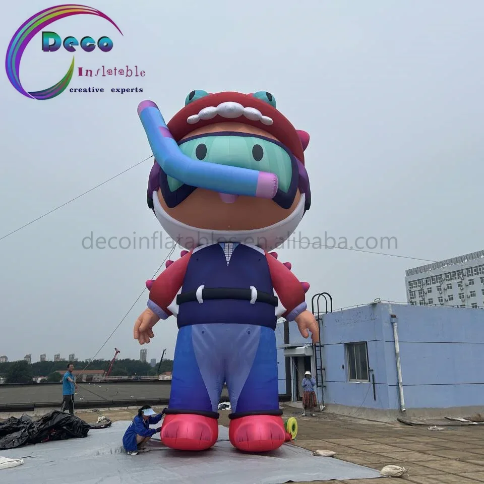 Custom Cartoon Inflatable Diver for Outdoor Swimming Pool Decoration