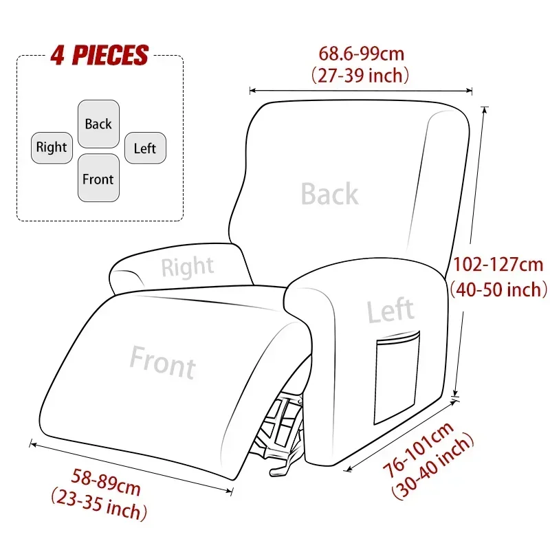 Split Jacquard Recliner Sofa Cover Elastic All-inclusive Armchair Slipover Massage Lounge Funda Sillon Relax Reclinable 1 Plaza