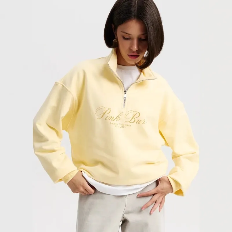 Fashionable, Elegant, Trendy Artistic and Niche Printed Autumn and Winter European and American Style Thickened Lapel Sweatshirt