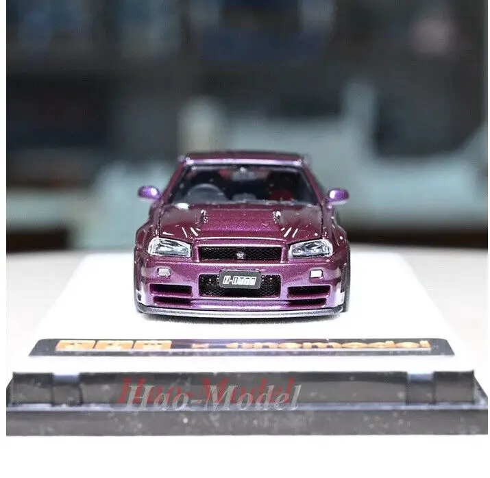 PGM 1/64 For Nissan GTR R34 Z TUNE Car Model Alloy Car Diecast Simulation Toy Boys Birthday Gift Hobby Display Collection Purple