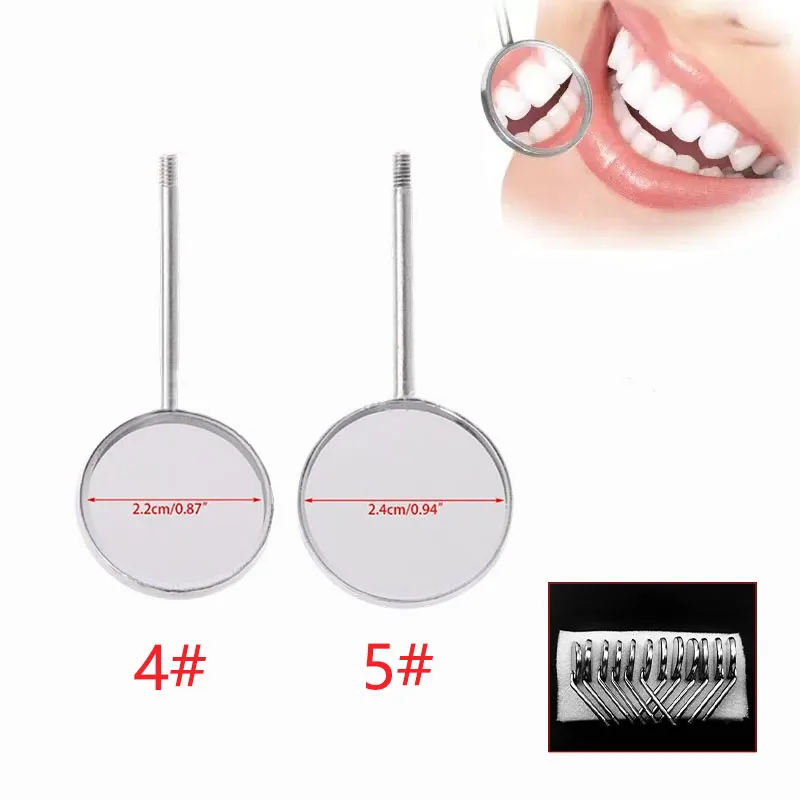 12Pcs/Box Dental Mouth Mirror Stainless Steel Reflector Mirror 4#/5# Mouth Mirror Handle Dentist Instruments Dentist Equipment