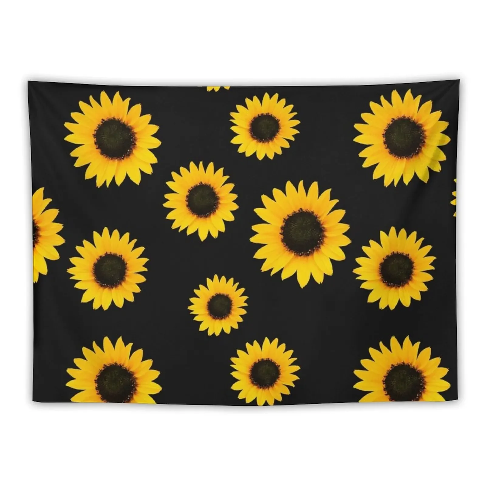 Sunflower Pattern - Black Tapestry Room Decorating Aesthetic Home Decorating Korean Room Decor Bedrooms Decor Tapestry