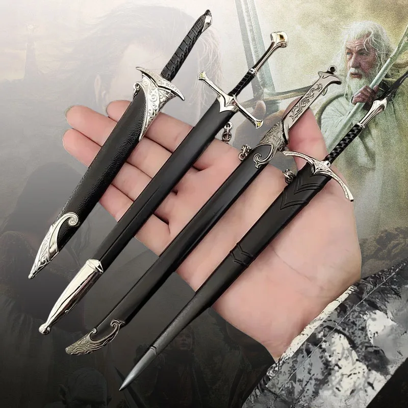 8.6in/22 سنتيمتر المعادن البهجة السيف الفيلم الأجهزة الطرفية الحلقات كاتانا سلاح الأوسط أراغورن نارتيل السيوف كاتانا ألعاب أطفال