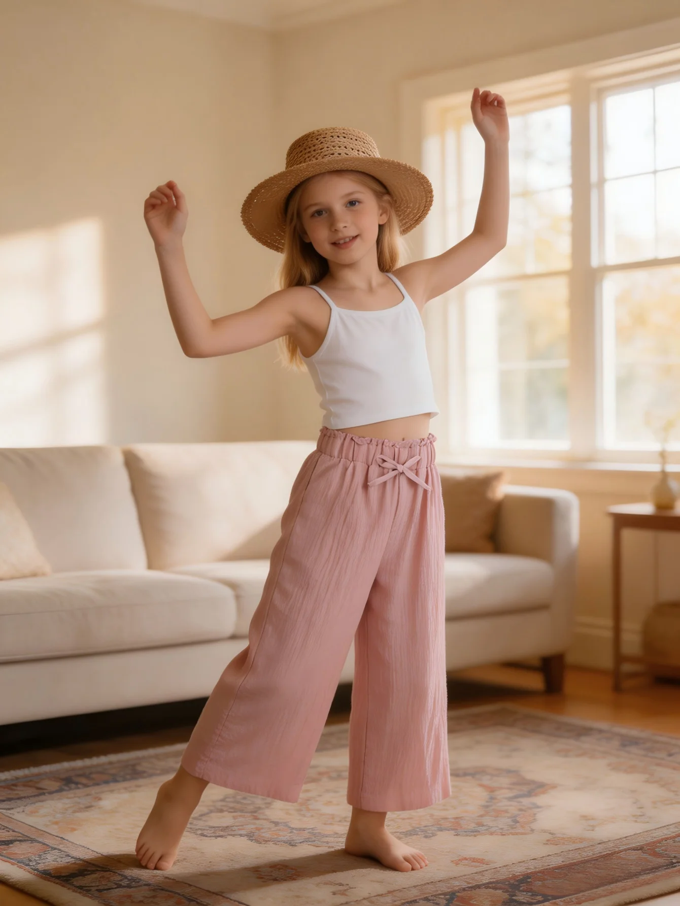 2Pcs Girls Solid Color Pants With Bow Decoration, Soft Lightweight and Comfortable Leggings Are Suitable for Spring Summer Autum