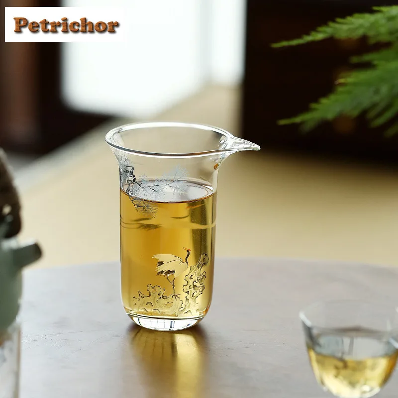 

180ml Heat-resistant Glass Pine Crane Tea Pitcher Divide Tea Cha Hai Dispenser Justice Cup Fair Mug Drinkware Craft Supplies