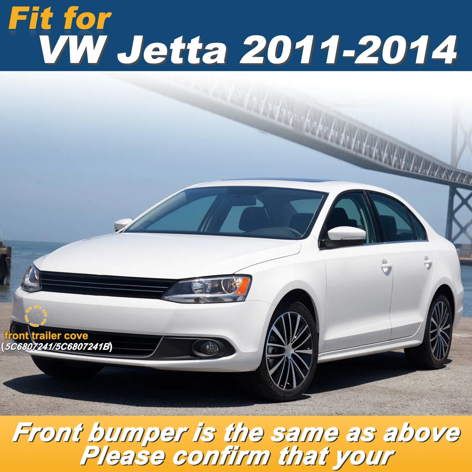 Front Tow Hook Cap For VW Jetta Models 2011 to 2014 Direct Fit Replacement Parts 5C6807241 and 5C6807241B