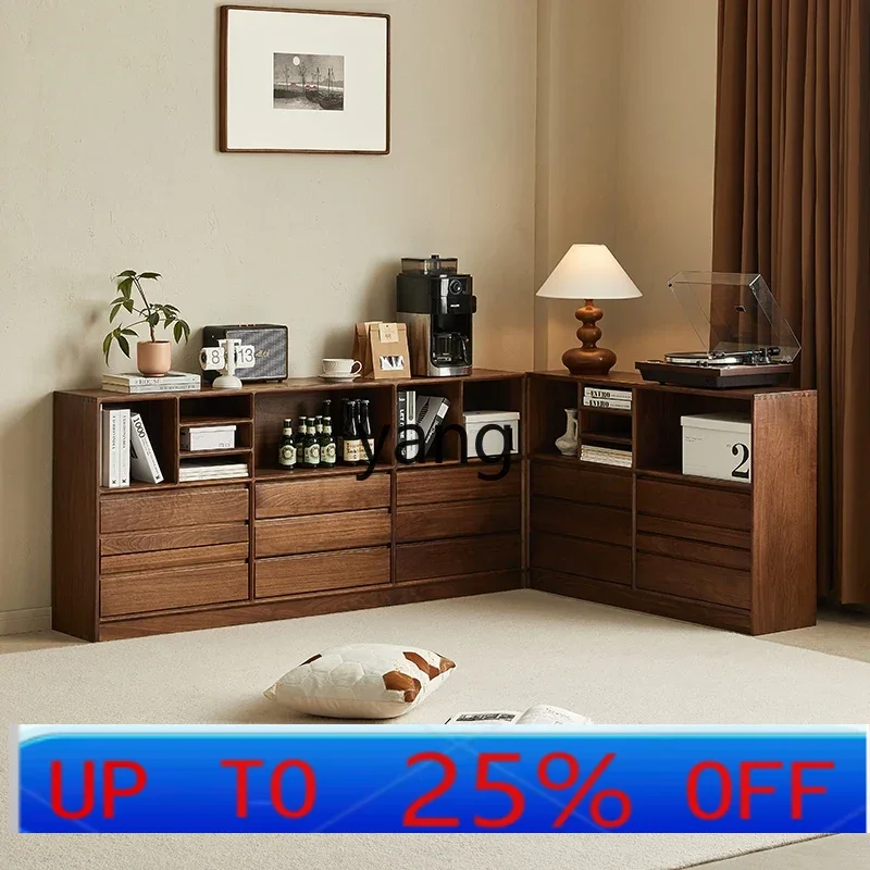 

LTT solid wood bookcase TV cabinet living room storage floor locker bedroom cabinet against the wall