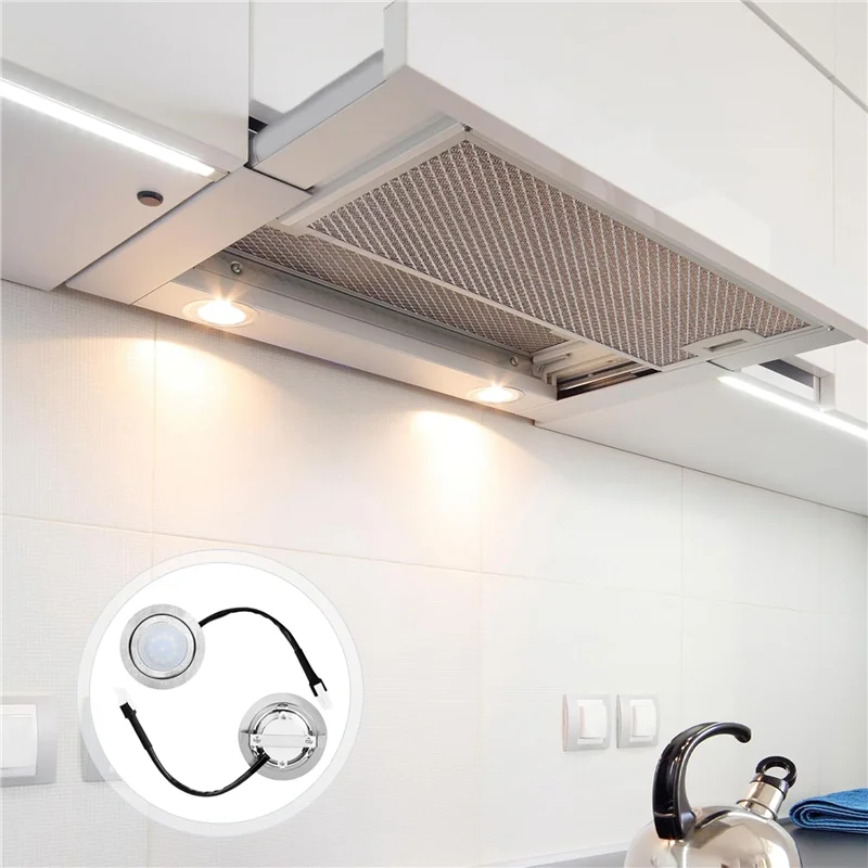 TKOH-2Pcs Stainless Steel Range Hood LED Light Bulbs, DC 12V Replacement For Kitchen Parts, Silver
