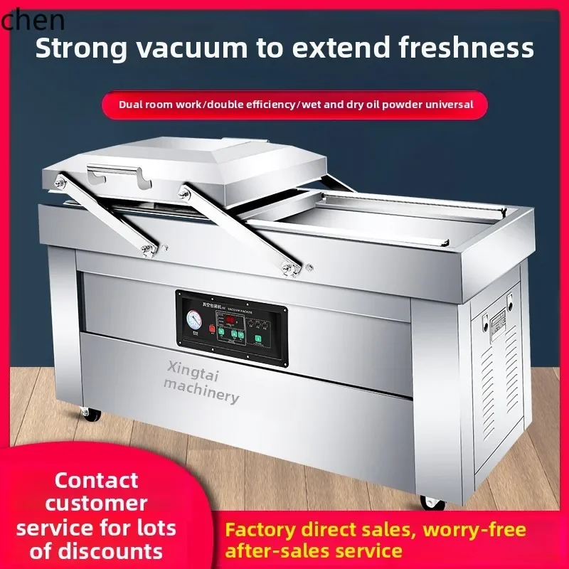 

Double Chamber Vacuum Food Packaging Machine Automatic Commercial Large Dry and Wet Cooked Rice Vacuum Sealing Machine