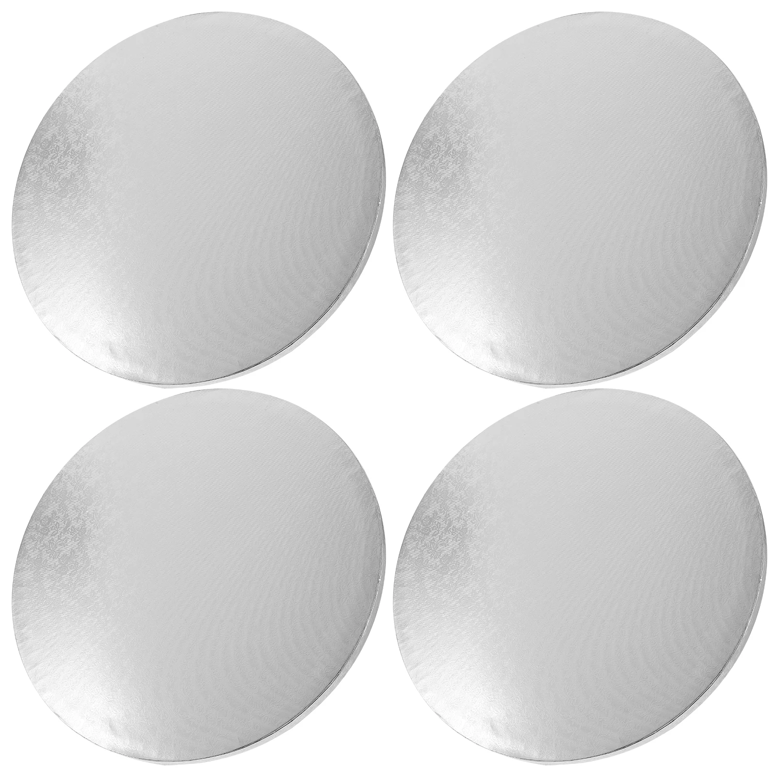 

4pcs Round Transfer Board Aluminum Foil Corrugated Reusable Making Plate Smooth Surface Desktop Board Multi-Function Cake Drum