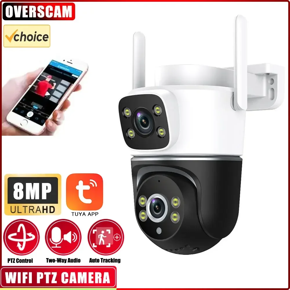 

Smart Life 4K 8MP Dual Lens PTZ WIFI Security Camera Dual Screen Ai Human Auto Tracking Outdoor 4MP CCTV Surveillance IP Camera