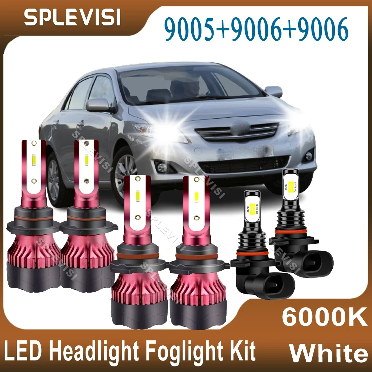 LED Headlight 9005 9006 Hi Low Beam 9006 Foglight For Toyota Corolla 2005 2006 2007 2008 Solara 2002 2003 luz para auto