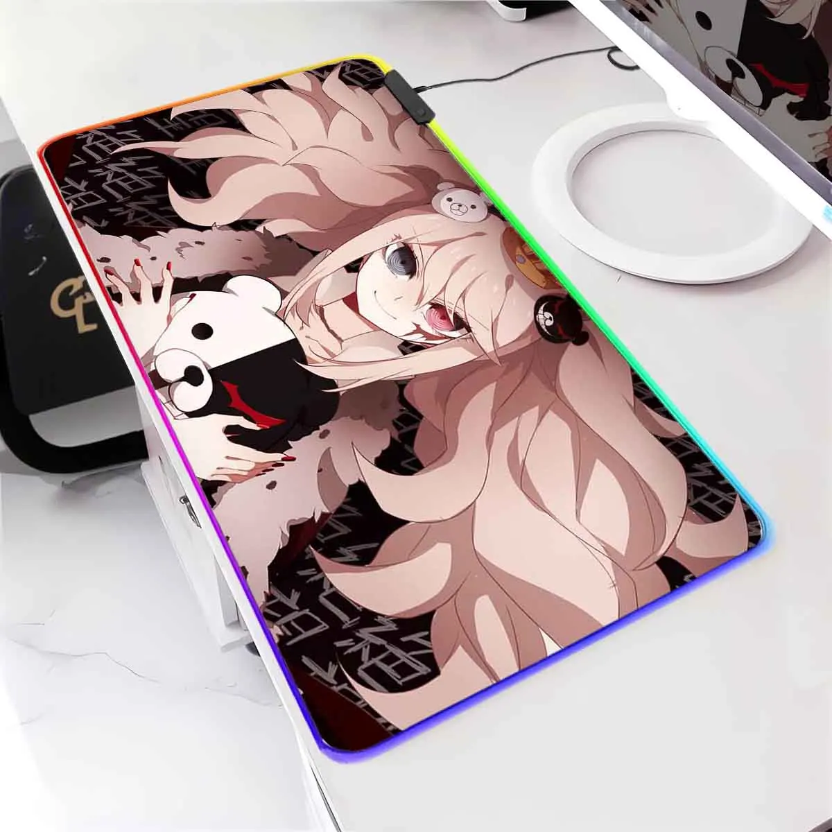 

Anime D_Danganronpa Gaiden Large Non-slip Mouse Pad LED Backlit Enoshima Junko RGB Mouse Pad Overwatched Table Game Keyboard Mat
