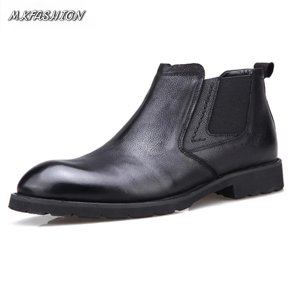 New Men Boots British Style Cowhide Leather Comfort Business Dress Shoes
