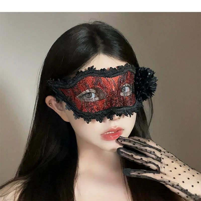 Masque de mascarade pour femmes vénitien Halloween noël dentelle fleur demi-visage oeil carnaval Cosplay soirée Sexy bal argent