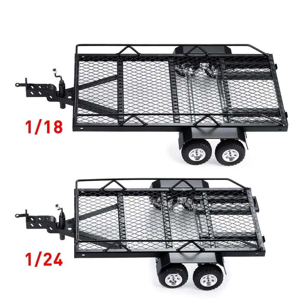 RCGOFOLLOW Metalen Metalen Trailer RC Upgrade Deel Rc Metalen Trailer Voor 1/24 Axiale FMS TRX4M SCX24 FCX24 RC Auto Deel